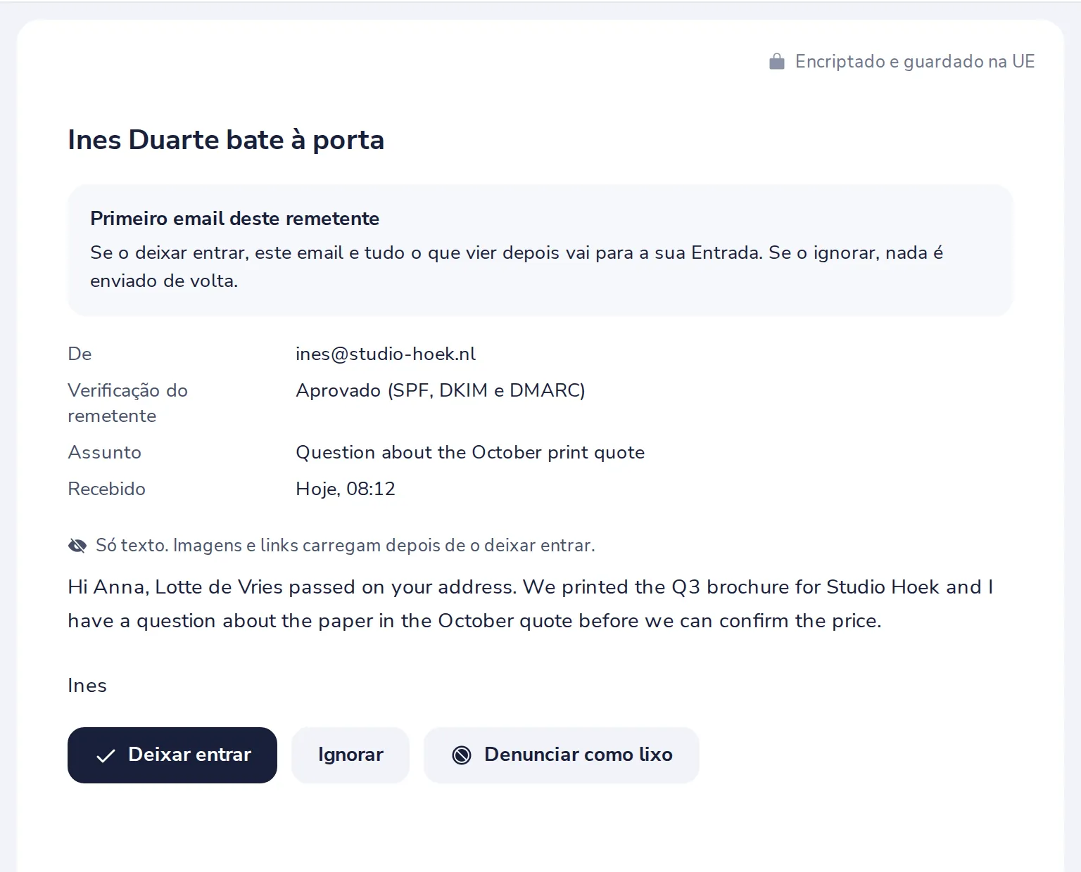 Leia o primeiro e-mail