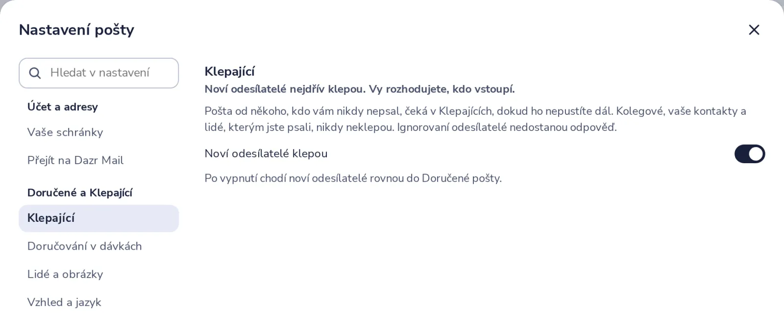 Klepání vypněte, pokud chcete