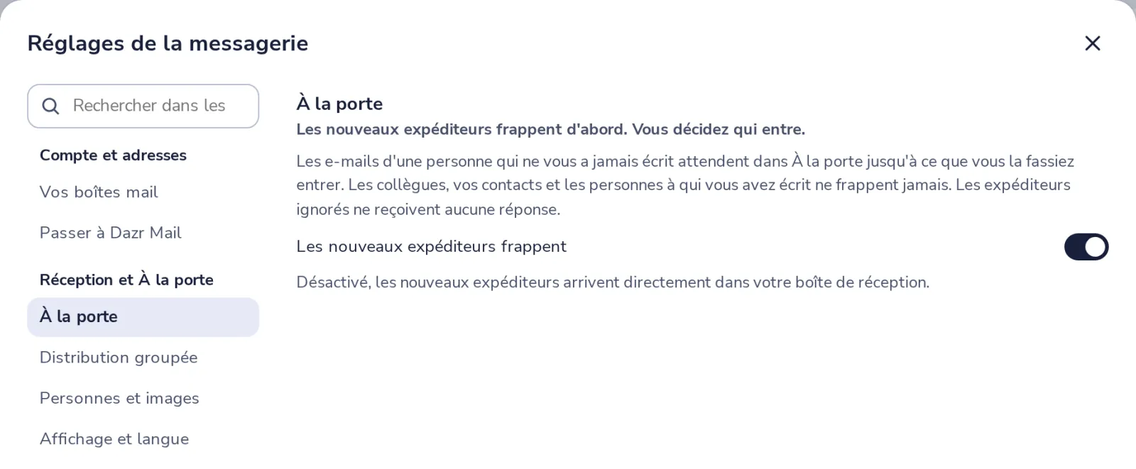 Désactivez À la porte, si vous voulez