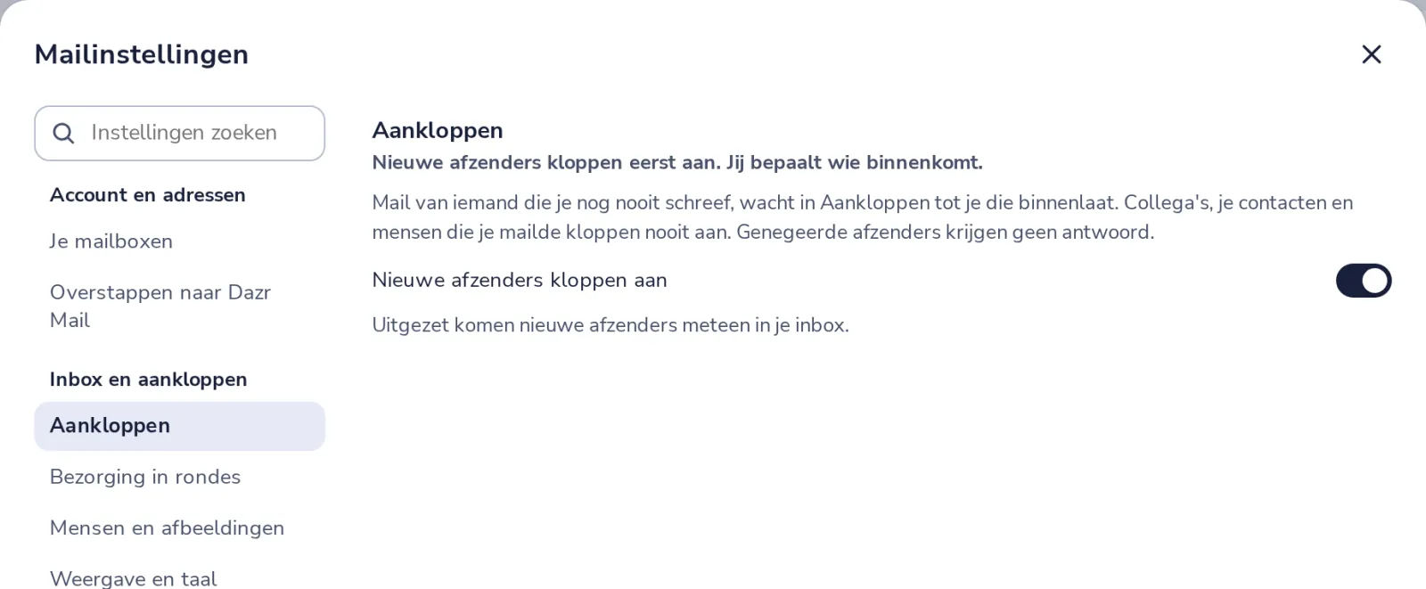 Zet Aankloppen uit, als je wilt