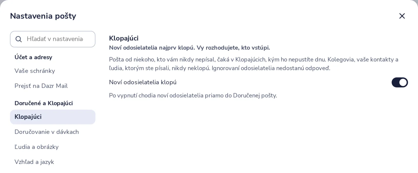 Klopanie vypnite, ak chcete
