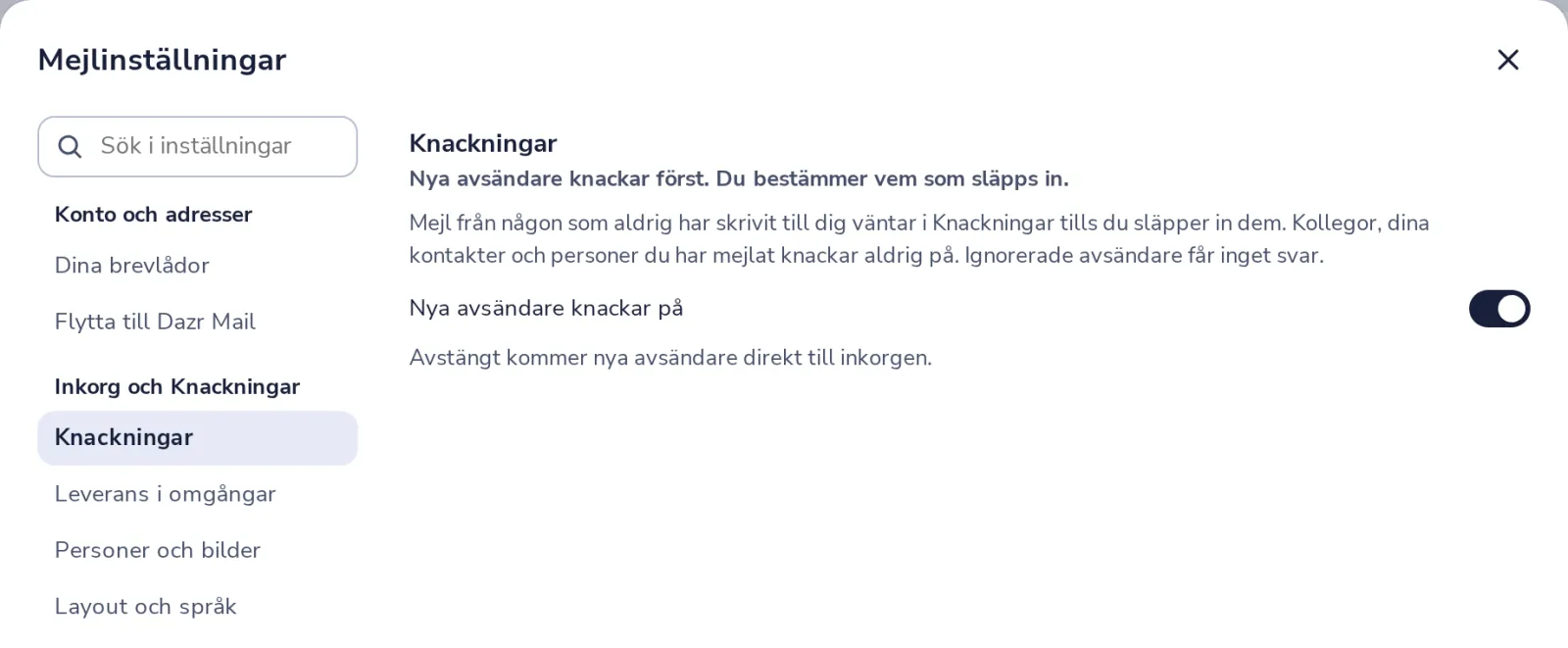 Stäng av Knackningar om du vill