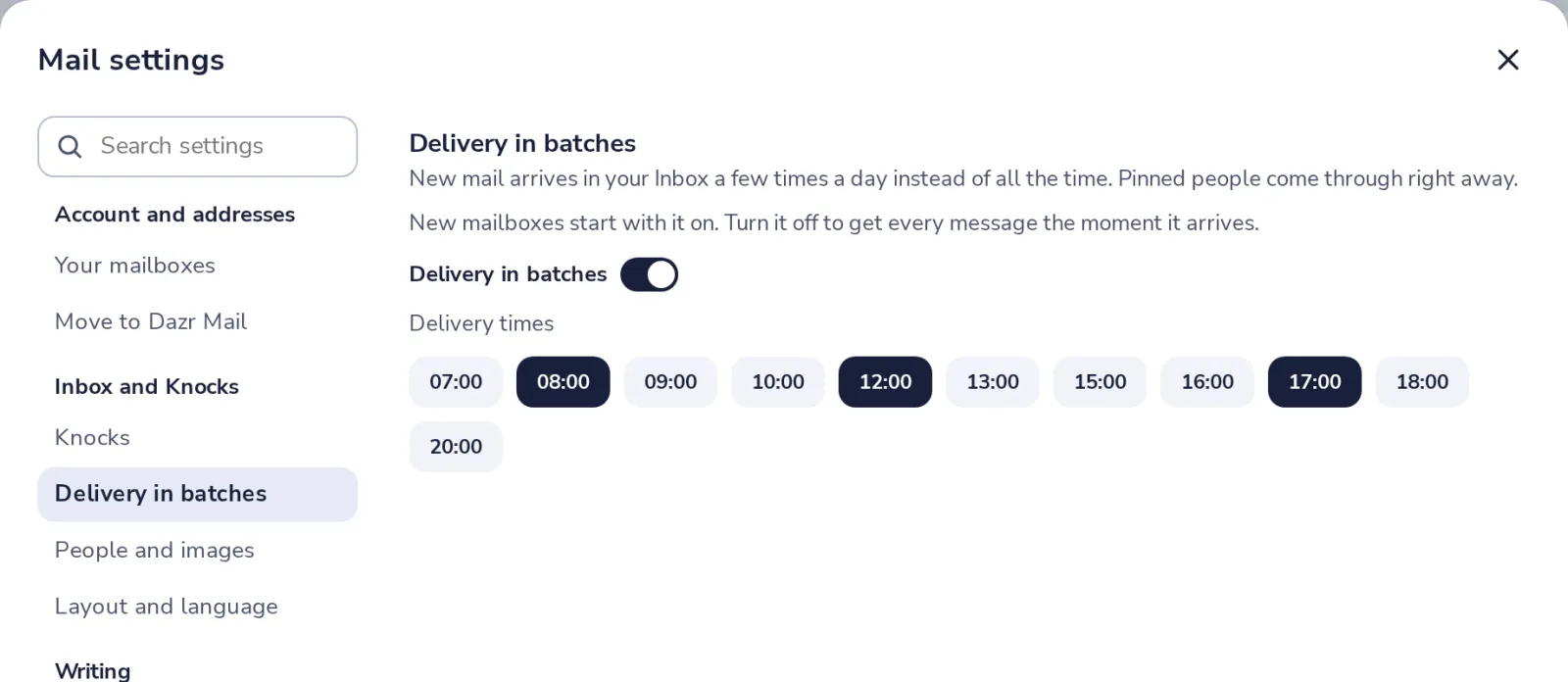 Pick your delivery times