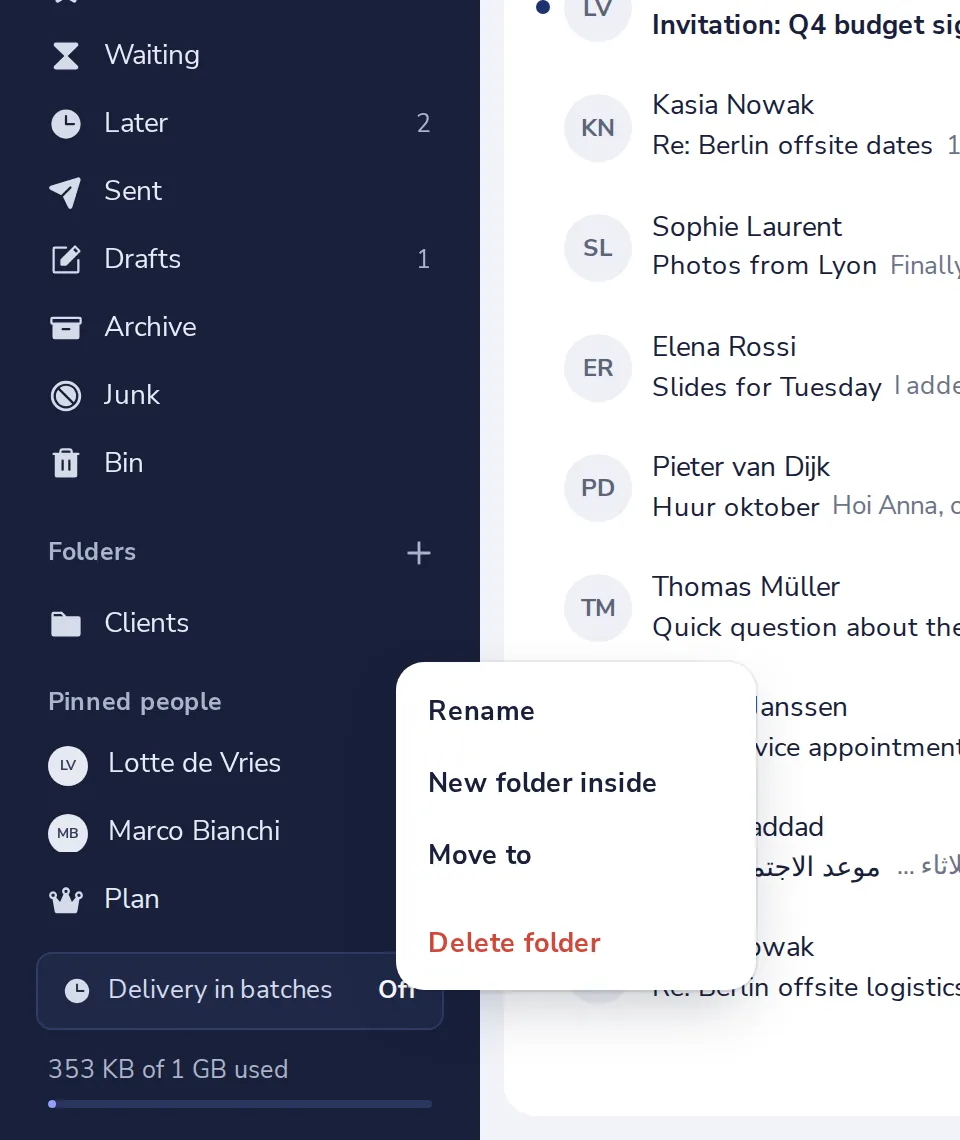 Rename, move or delete a folder