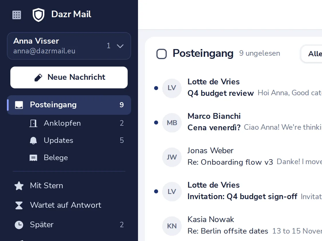 Auf Neue Nachricht klicken