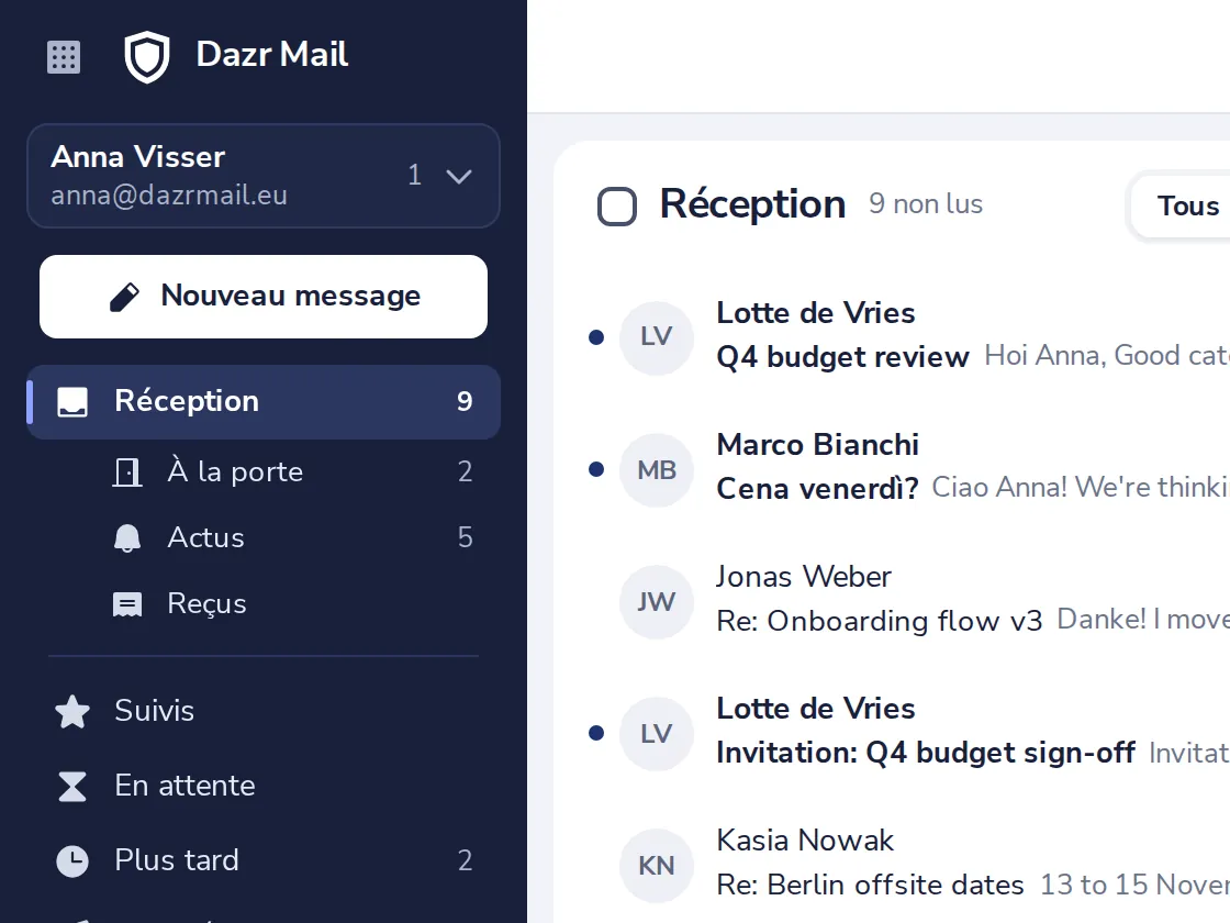 Cliquez sur Nouveau message