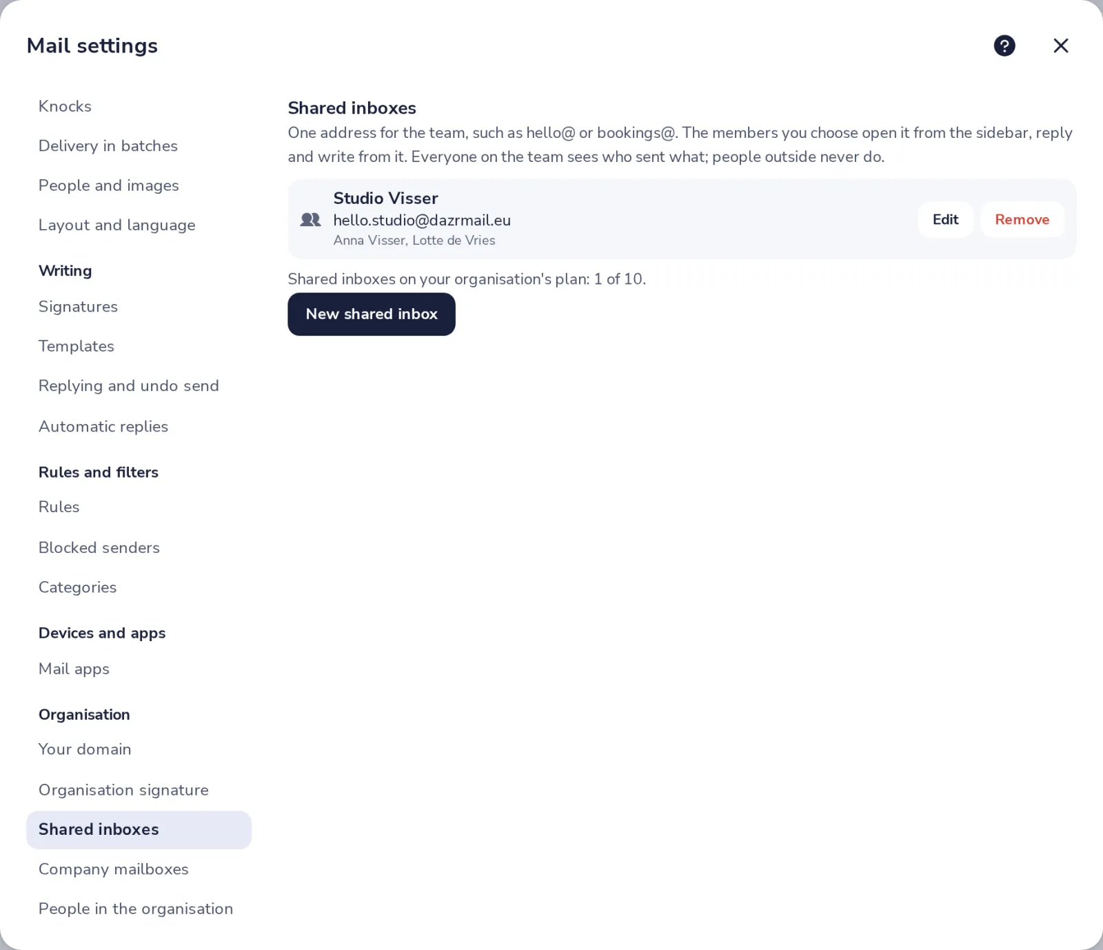 Open Shared inboxes