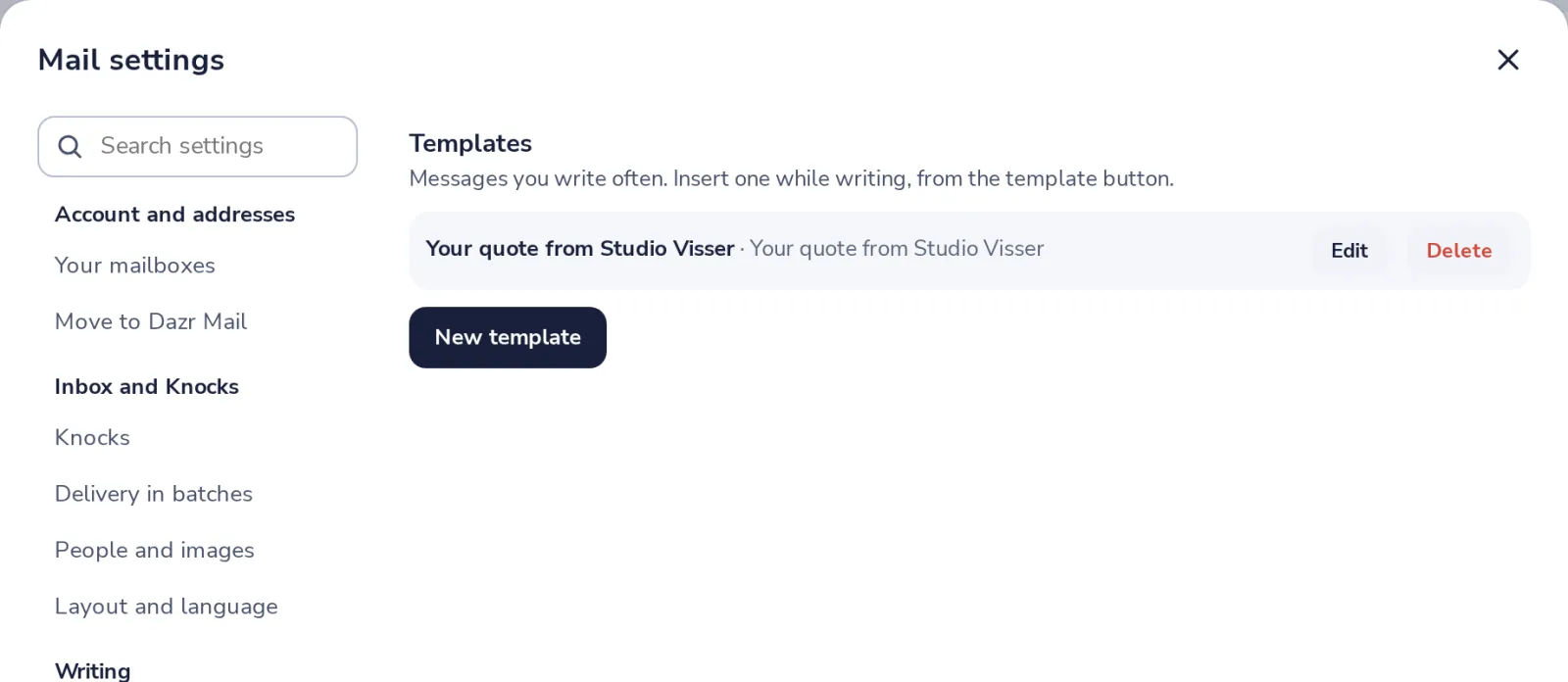 Change or delete templates