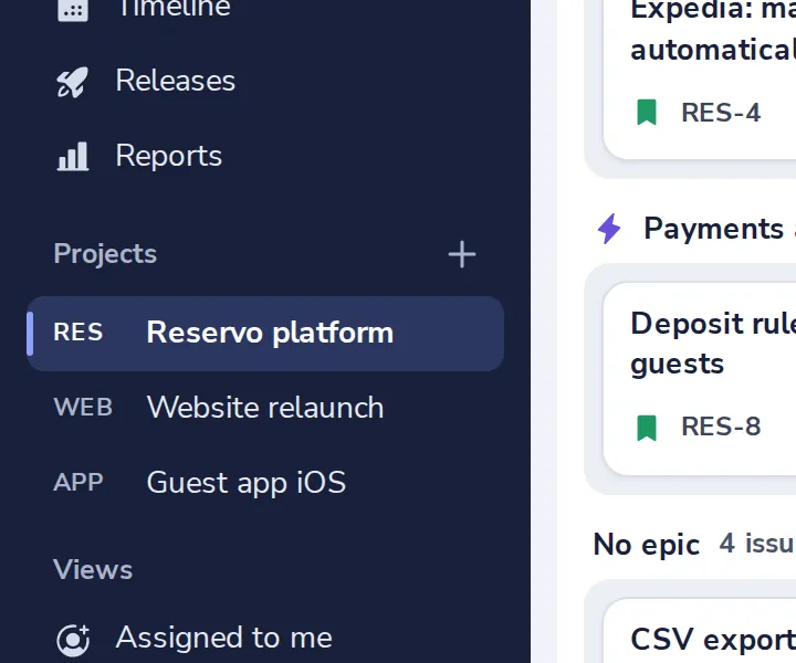 Press + next to Projects