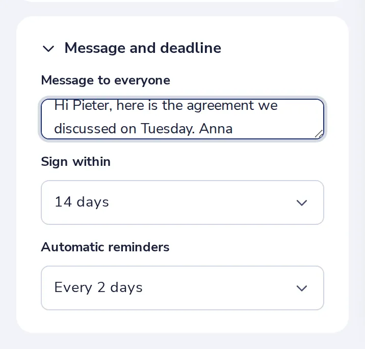 Set the deadline and reminders