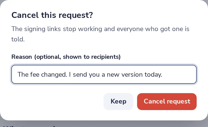 Press Cancel request