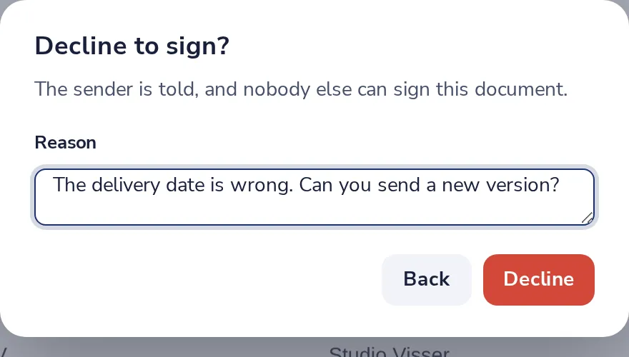 Press Decline to sign