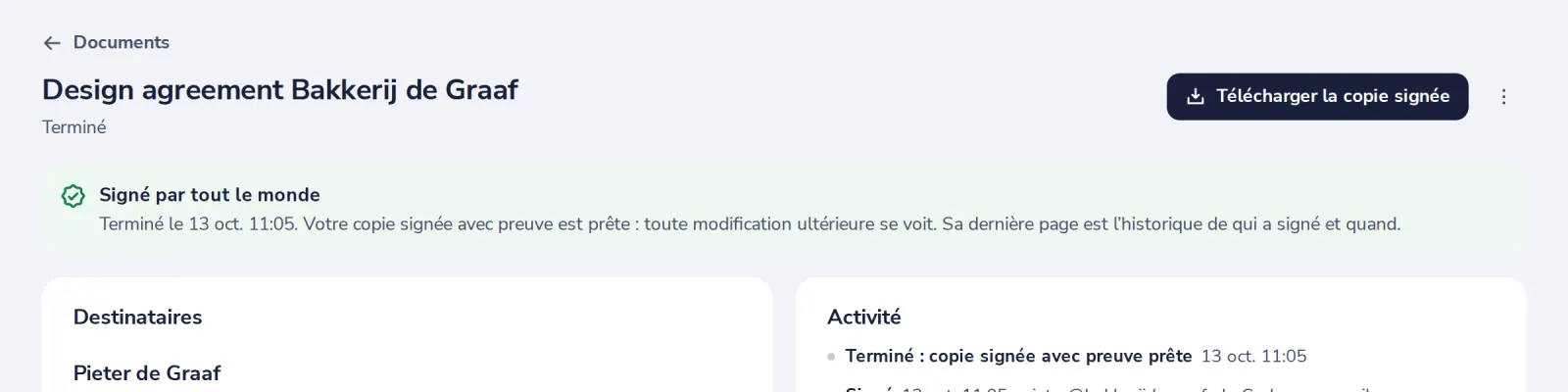 Récupérez la copie signée