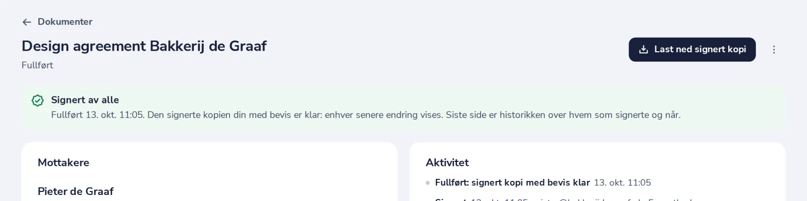Få den signerte kopien