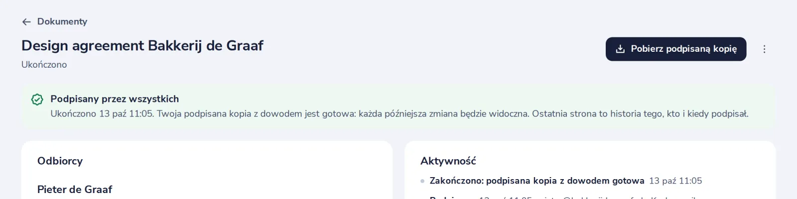 Odbierz podpisaną kopię