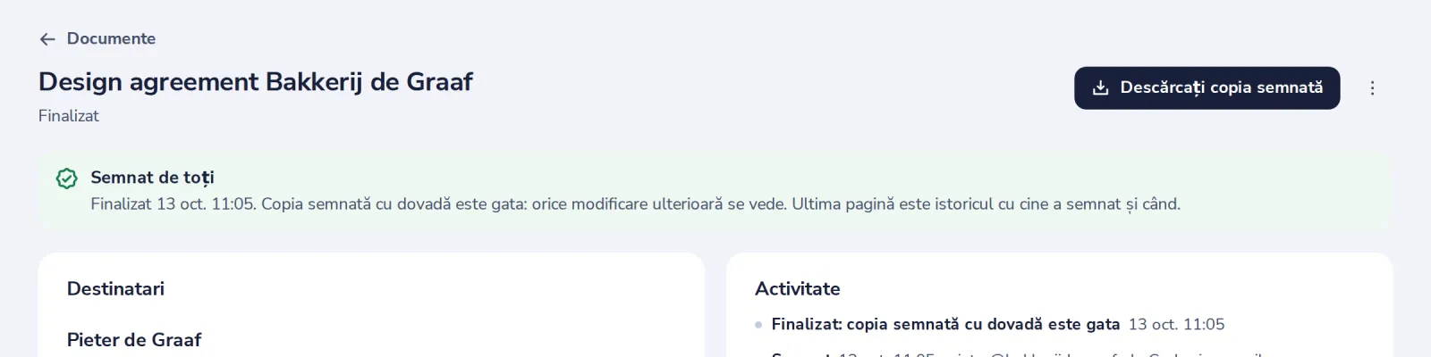 Obțineți copia semnată