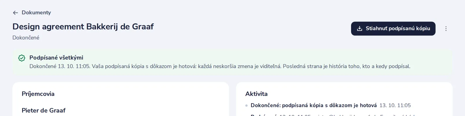 Získajte podpísanú kópiu