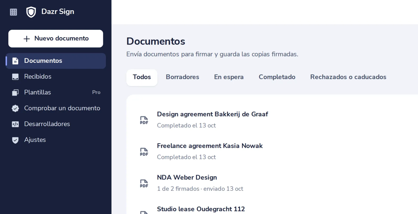 Pulsa Nuevo documento