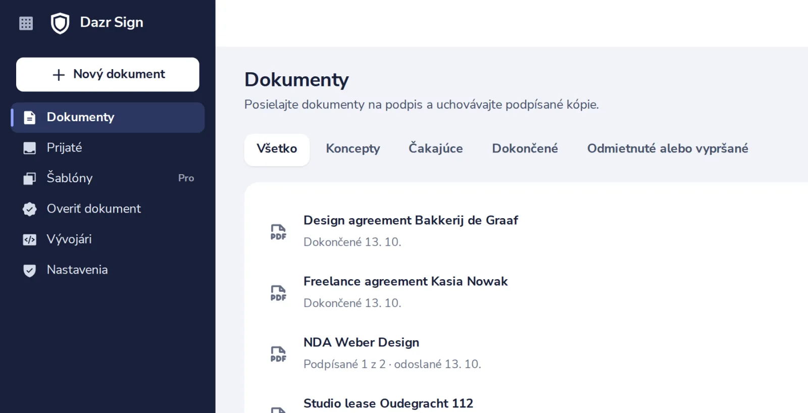 Kliknite na Nový dokument