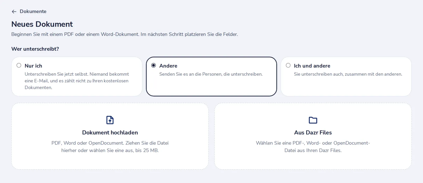 Andere wählen, dann hochladen