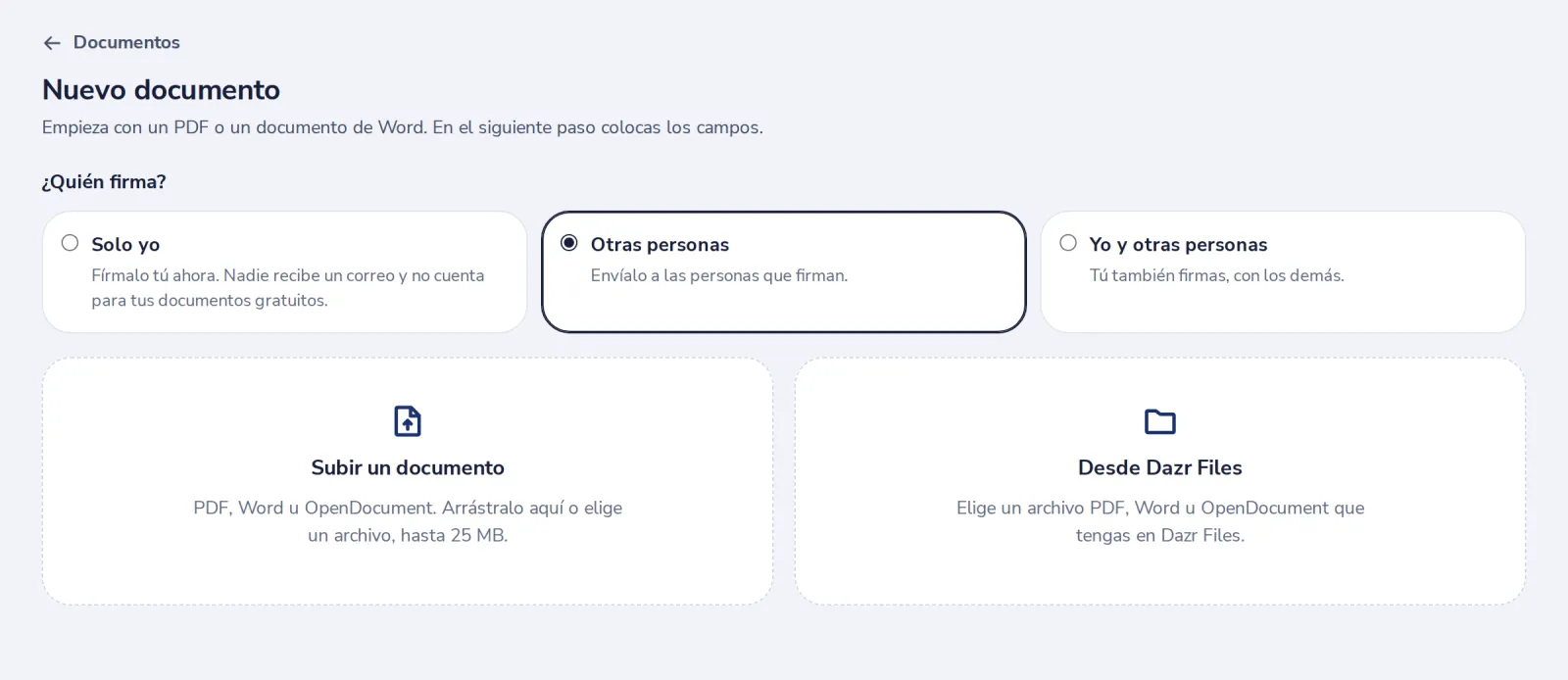 Elige Otras personas y sube el archivo