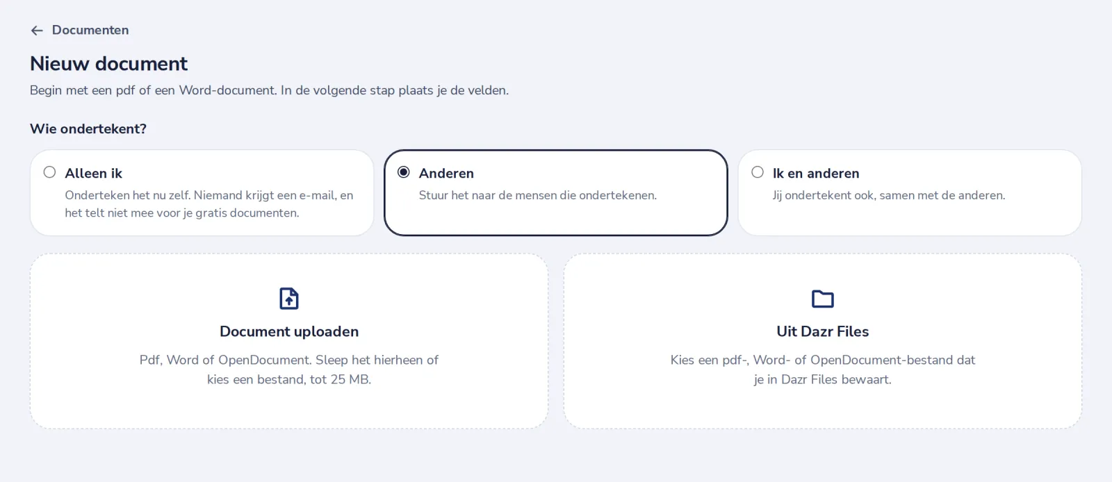 Kies Anderen en upload