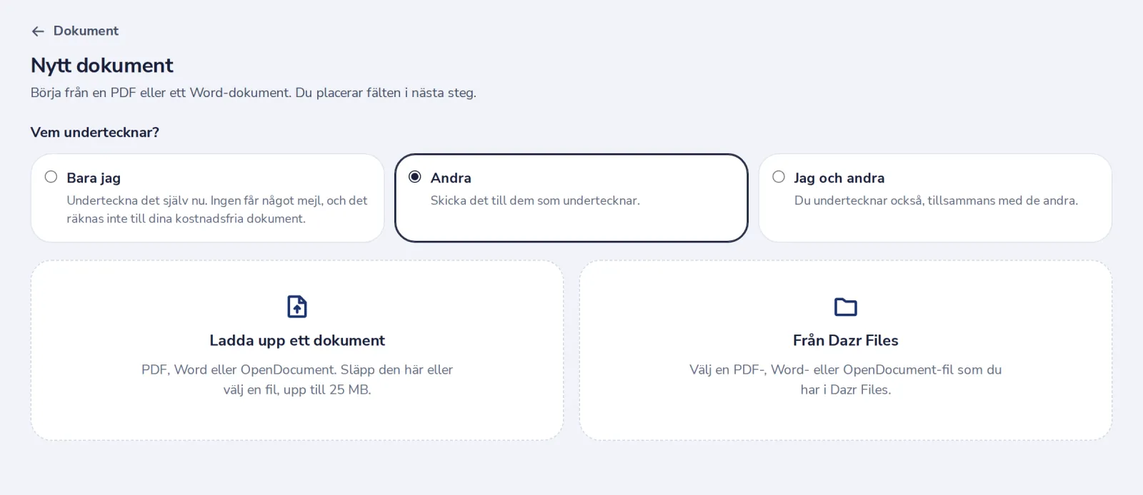 Välj Andra, ladda sedan upp