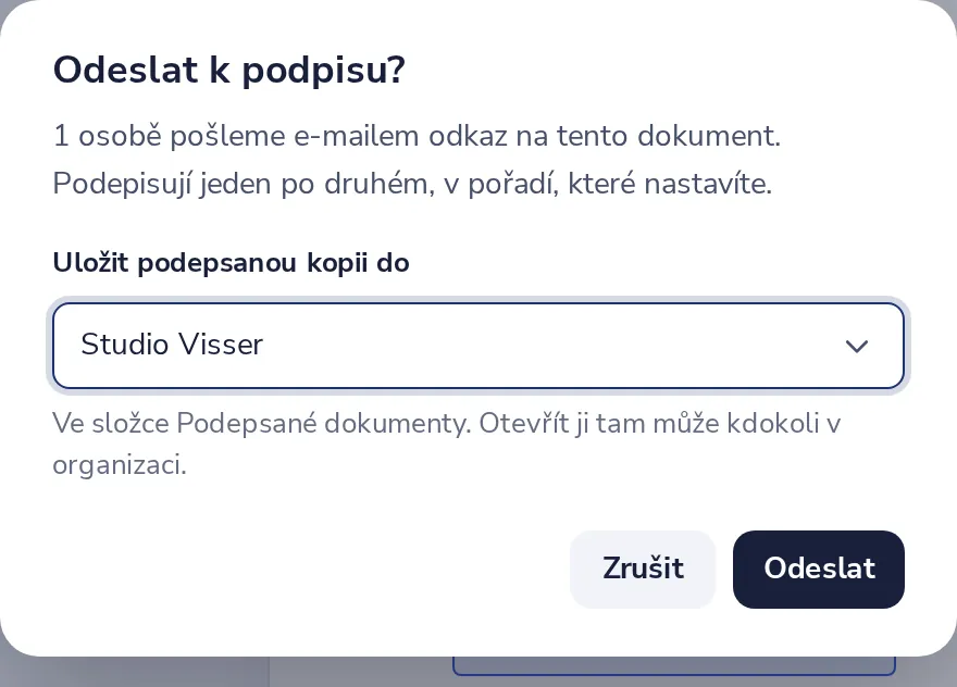 Klikněte na Odeslat