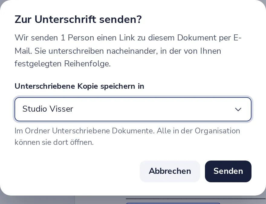 Senden drücken