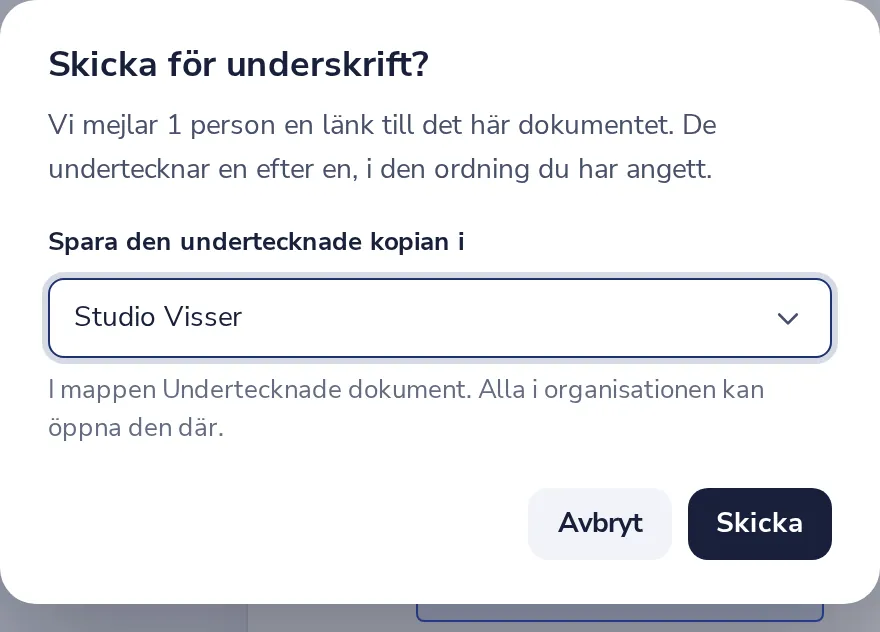 Tryck på Skicka