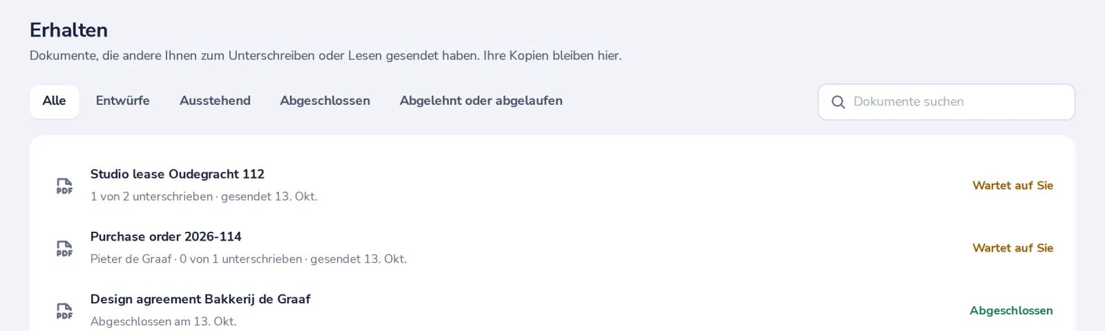 Unter Erhalten öffnen