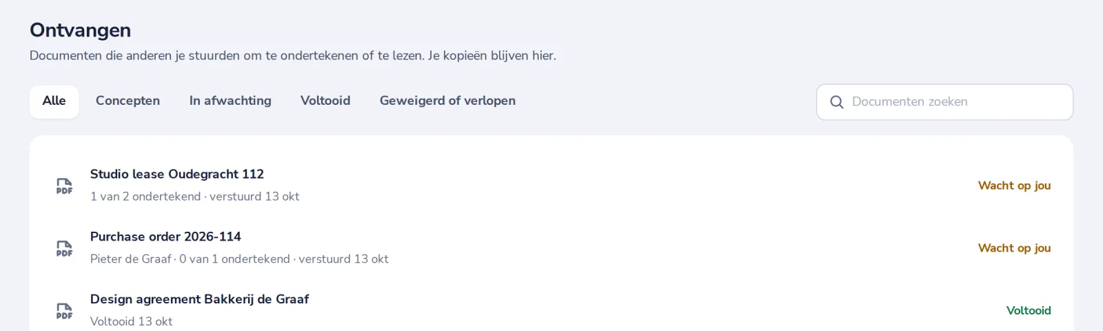 Open het via Ontvangen