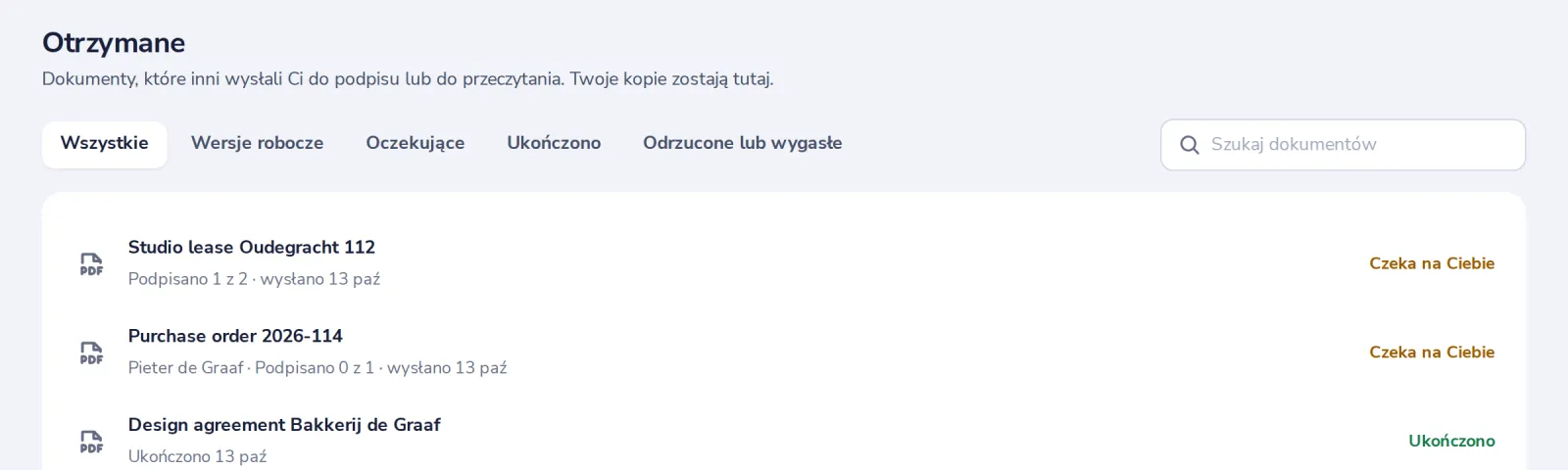 Otwórz go z Otrzymanych