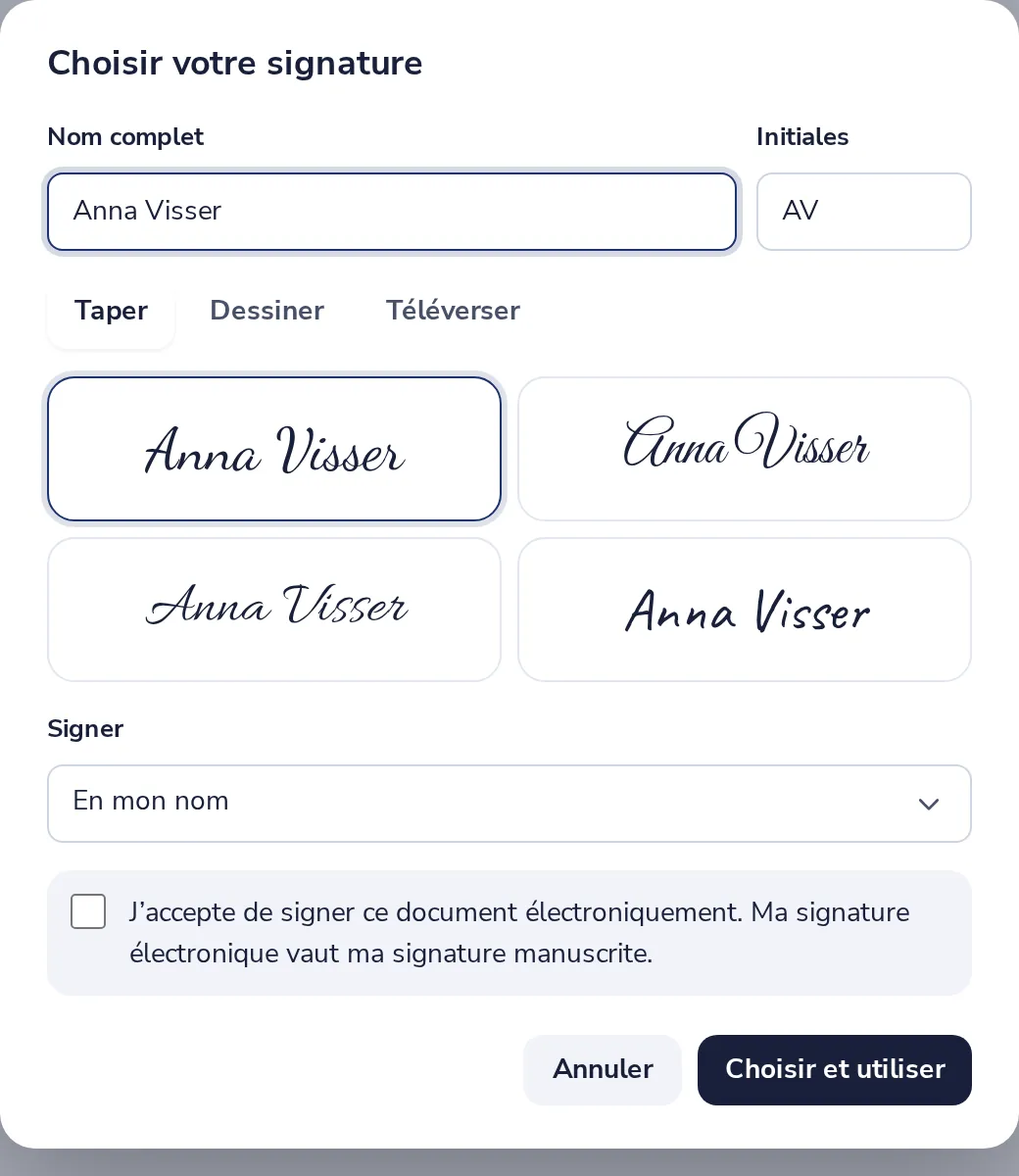 Choisissez votre signature