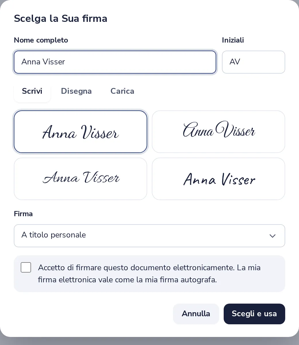 Scelga la Sua firma