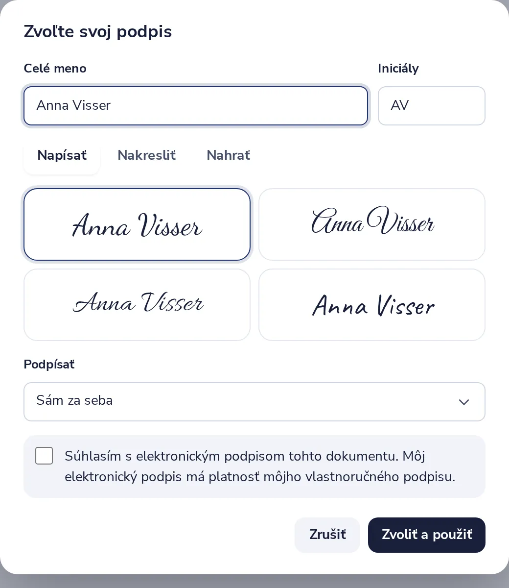 Zvoľte svoj podpis