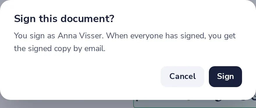 Press Finish, then Sign