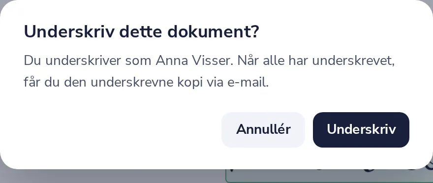 Klik på Afslut og derefter Underskriv