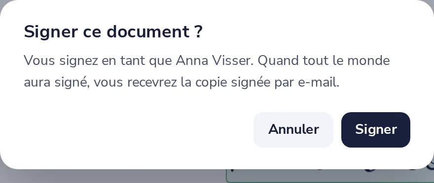 Cliquez sur Terminer, puis Signer