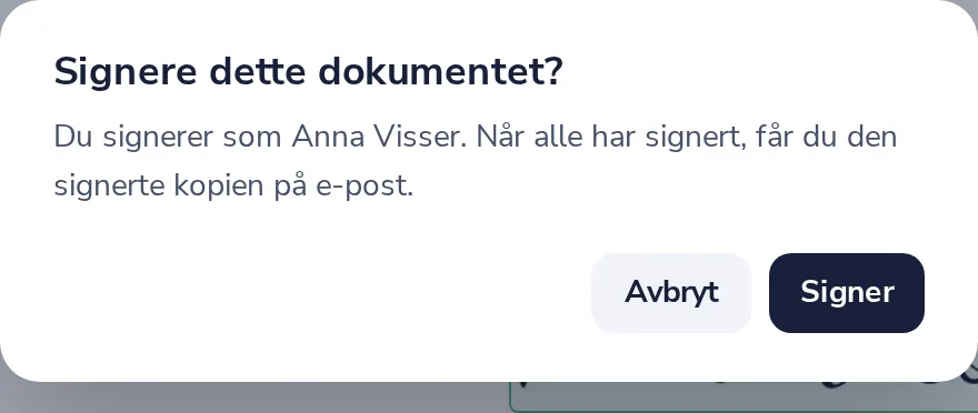 Klikk på Fullfør og deretter Signer