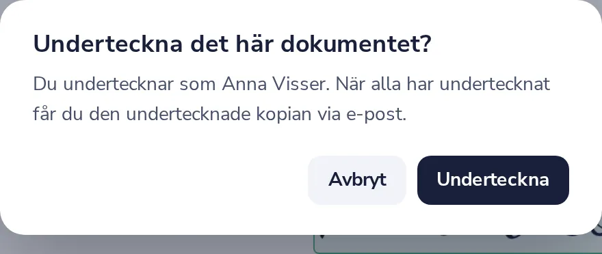 Klicka på Slutför och sedan Underteckna