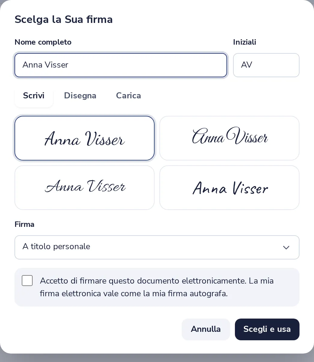 Scelga la Sua firma