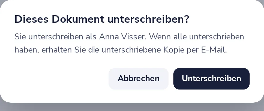 Auf Abschließen, dann Unterschreiben klicken