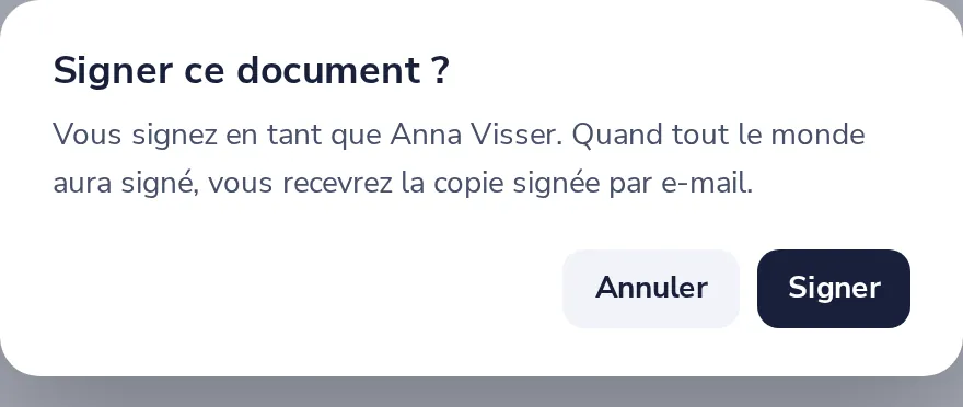 Cliquez sur Terminer, puis Signer