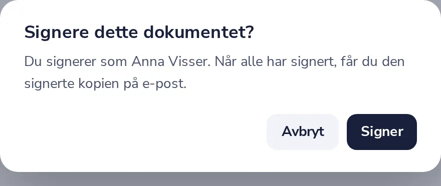 Klikk på Fullfør og deretter Signer