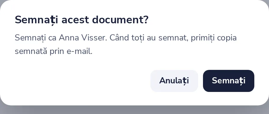 Faceți clic pe Finalizați, apoi pe Semnați