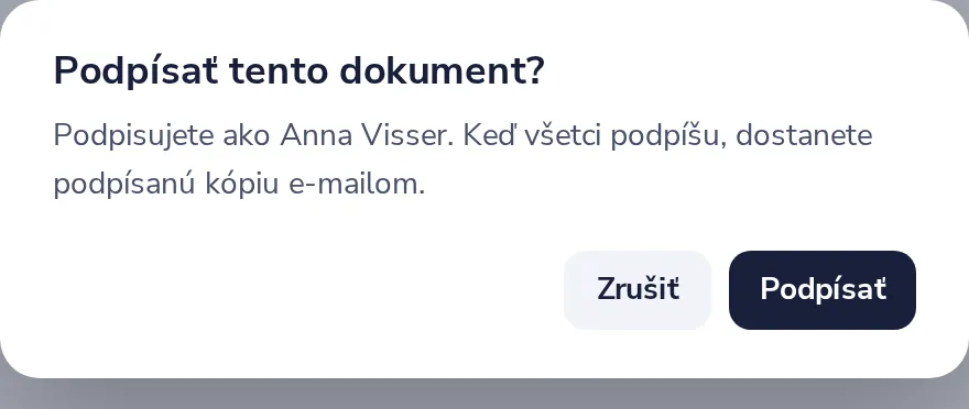 Kliknite na Dokončiť a potom na Podpísať