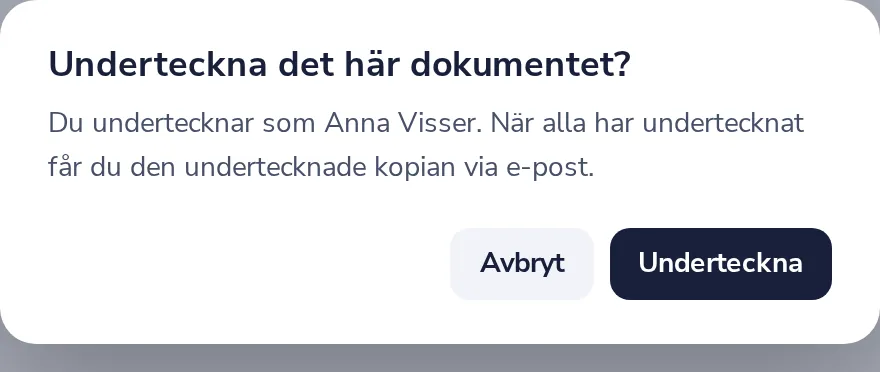 Klicka på Slutför och sedan Underteckna