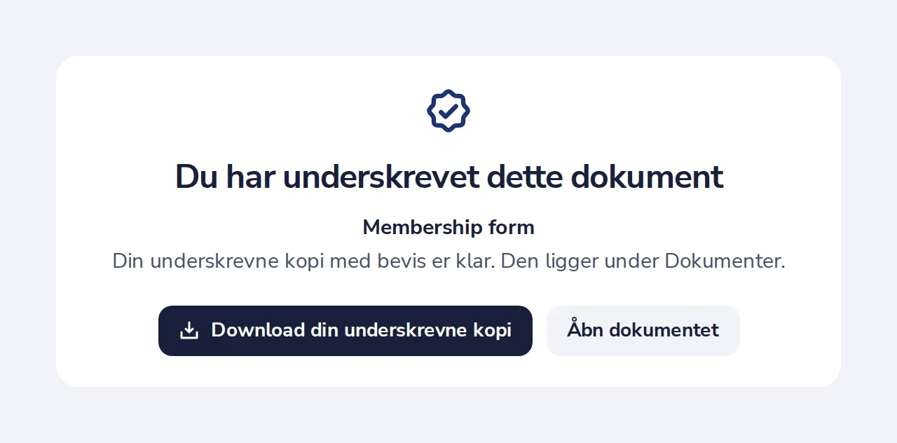 Den underskrevne kopi er klar