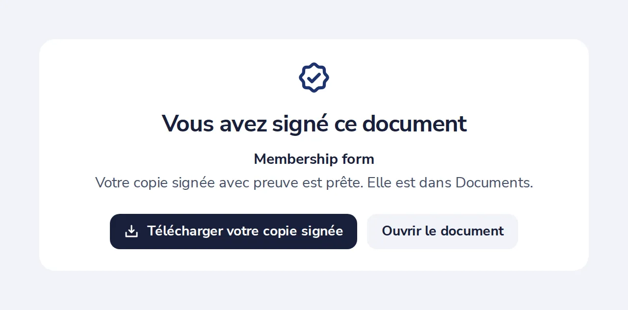 Votre copie signée est prête